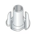 Newport Fasteners T-Nut, 4 Prongs, #8-32, Steel, Zinc Plated, 5/16 in Barrel Ht, 2000 PK 545451